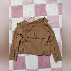 Brown Women's Top. Light outer layer button up, perfect for pairing with a tank